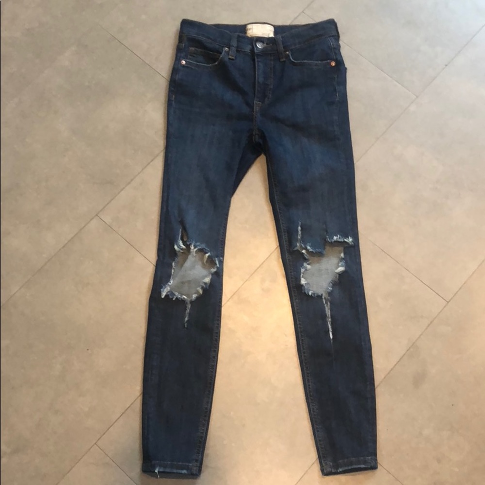 FREE PEOPLE busted knee denim jeans